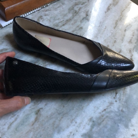 CALVIN KLEIN FLAT POINTY SHOES BLACK LEATHER SZ 9 brianna - Picture 5 of 7